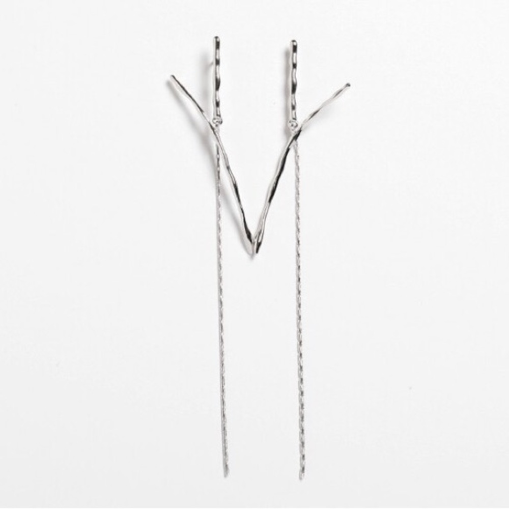 MANI E PIEDI .925 Sterling Silver Long Strand String Earrings Lightweight